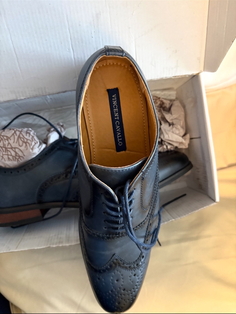 Men's Navy Brogue Derby Shoe